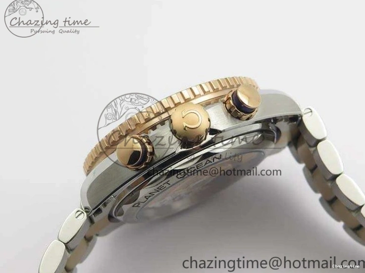 0101 Seamaster Pro Chrono SS RG OM Best Edition Blue Ceramic Blue Dial On SS RG Bracelet A Snug 8129